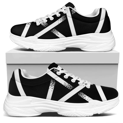 Black And White Pentagram Symbol Print White Chunky Shoes