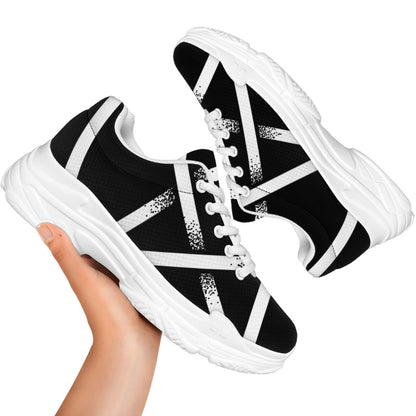 Black And White Pentagram Symbol Print White Chunky Shoes