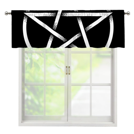 Black And White Pentagram Symbol Print Window Valance