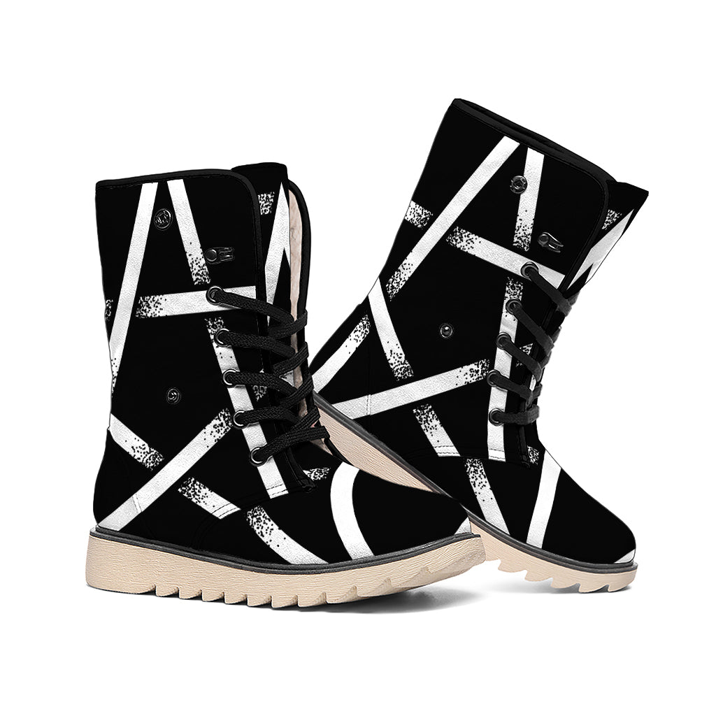 Black And White Pentagram Symbol Print Winter Boots