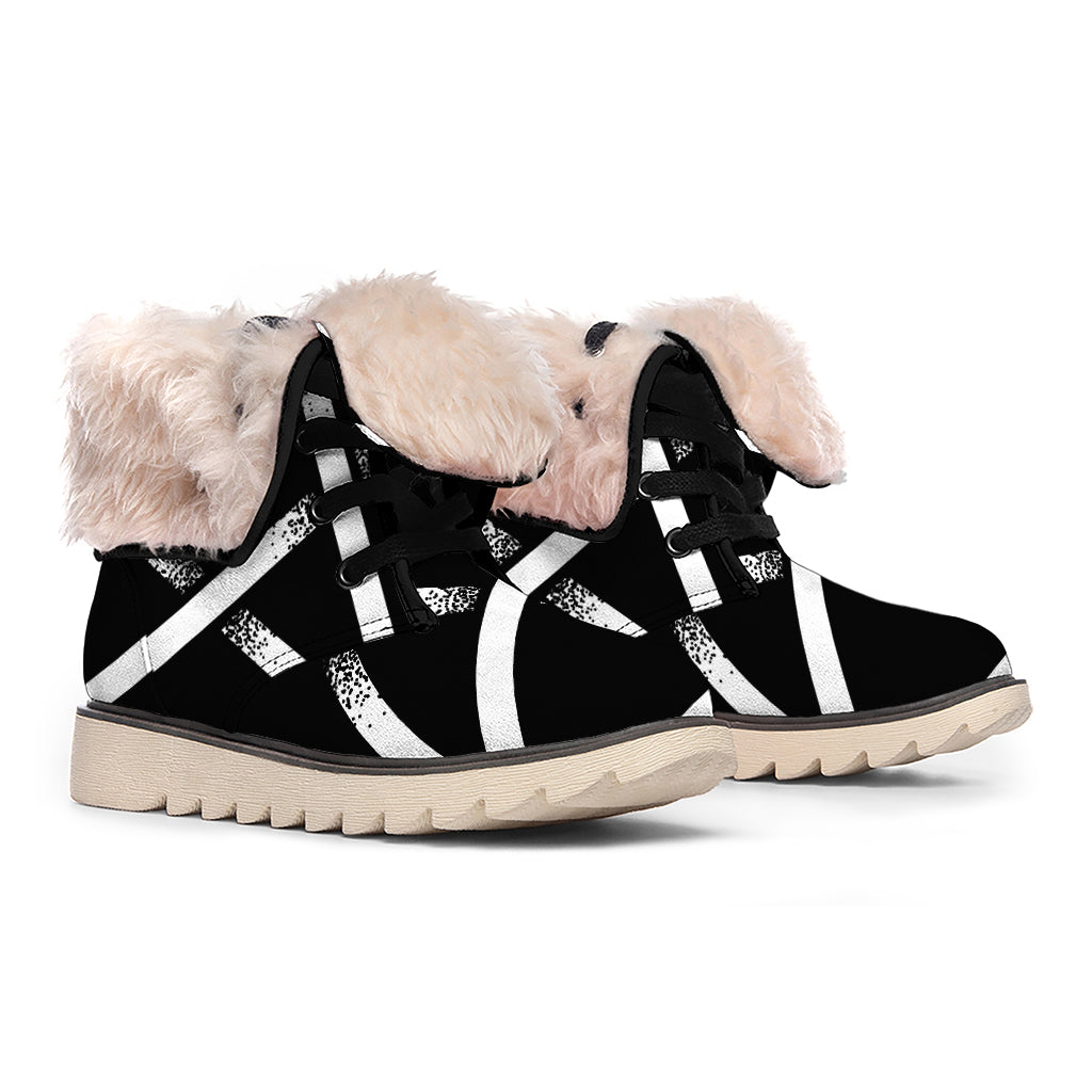 Black And White Pentagram Symbol Print Winter Boots