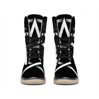 Black And White Pentagram Symbol Print Winter Boots