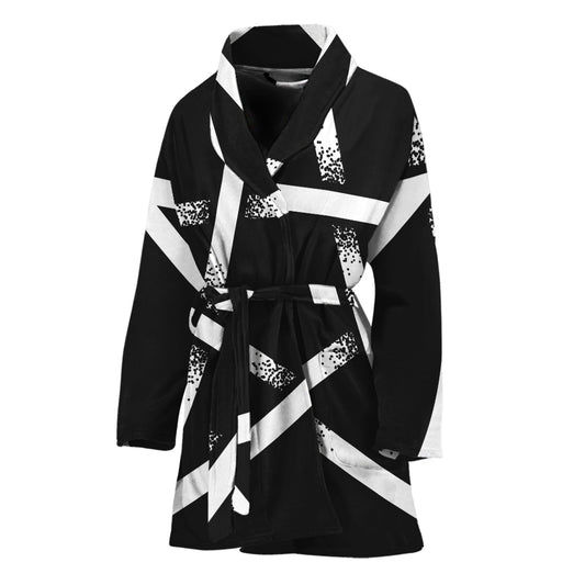 Black And White Pentagram Symbol Print Women's Bathrobe