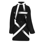 Black And White Pentagram Symbol Print Women's Bathrobe