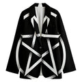 Black And White Pentagram Symbol Print Women's Blazer