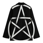Black And White Pentagram Symbol Print Women's Blazer