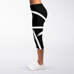 Black And White Pentagram Symbol Print Women's Capri Leggings