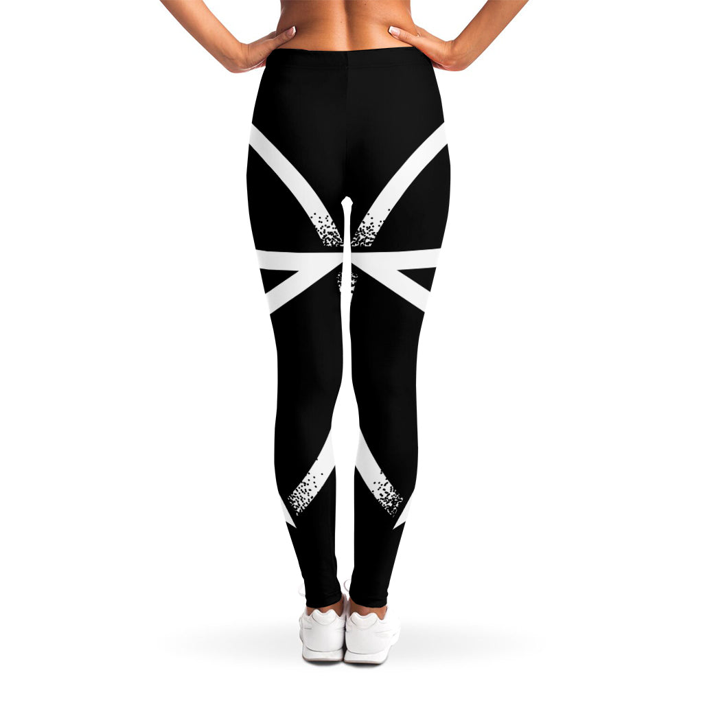 Black And White Pentagram Symbol Print Women's Leggings