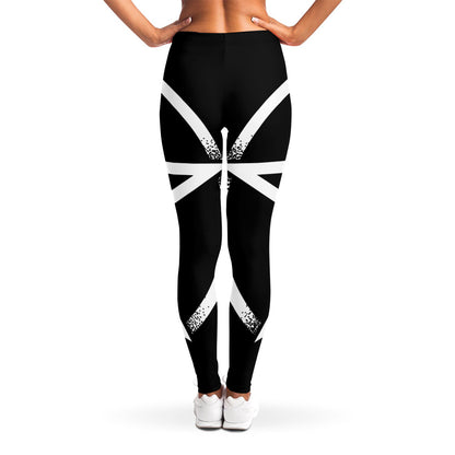 Black And White Pentagram Symbol Print Women's Leggings