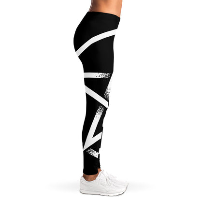 Black And White Pentagram Symbol Print Women's Leggings