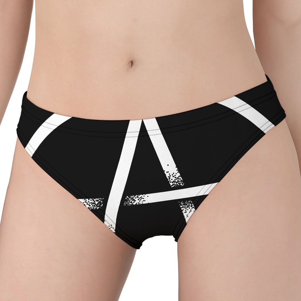 Black And White Pentagram Symbol Print Women's Panties