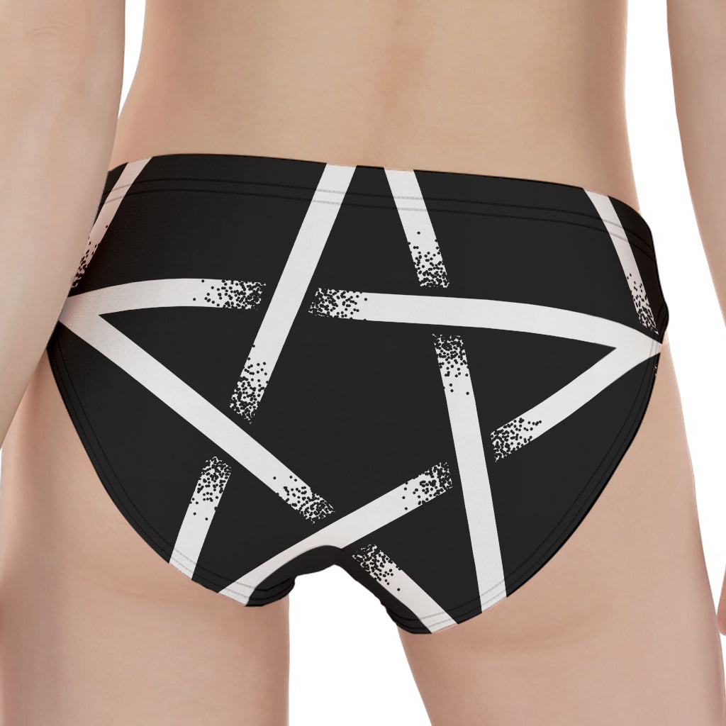 Black And White Pentagram Symbol Print Women's Panties