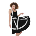 Black And White Pentagram Symbol Print Sleeveless Knee Length Dress