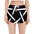 Black And White Pentagram Symbol Print Women's Split Running Shorts