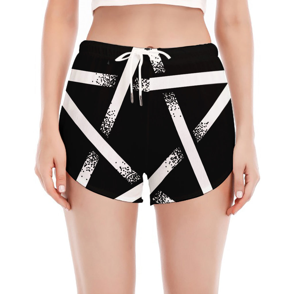 Black And White Pentagram Symbol Print Women's Split Running Shorts