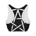 Black And White Pentagram Symbol Print Women's Sports Bra