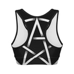 Black And White Pentagram Symbol Print Women's Sports Bra