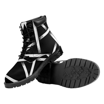Black And White Pentagram Symbol Print Work Boots