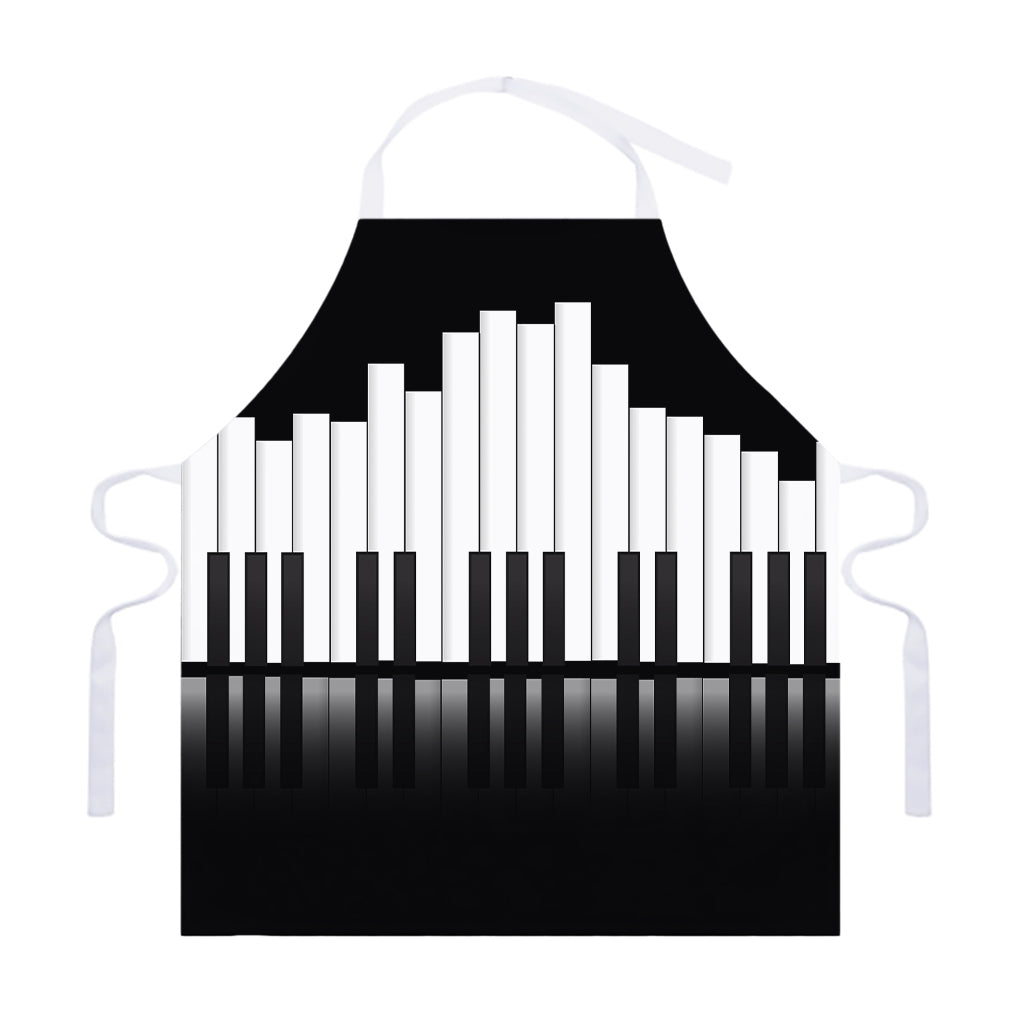 Black And White Piano Keyboard Print Adjustable Apron