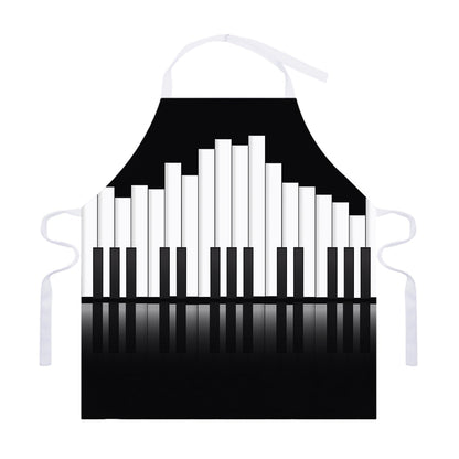 Black And White Piano Keyboard Print Adjustable Apron