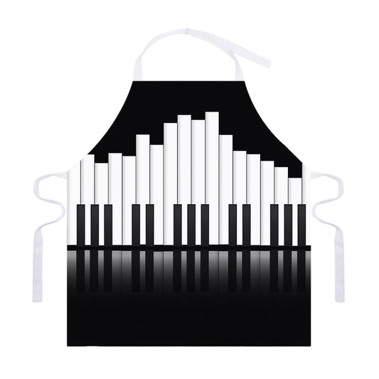 Black And White Piano Keyboard Print Adjustable Apron