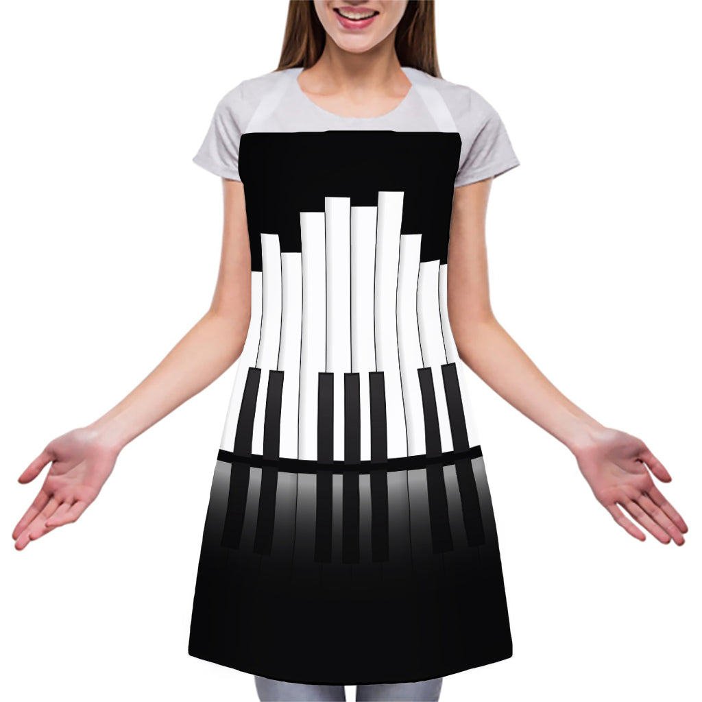 Black And White Piano Keyboard Print Adjustable Apron