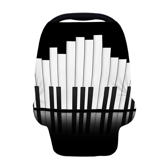 Black And White Piano Keyboard Print Baby Seat Cover