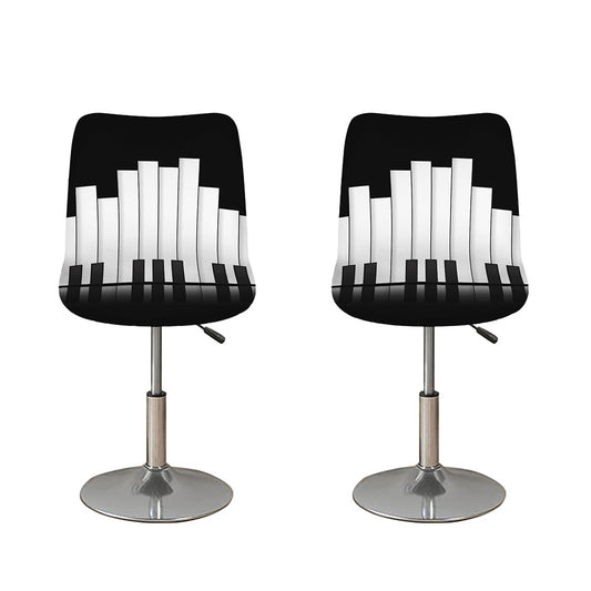 Black And White Piano Keyboard Print Bar Stool Covers