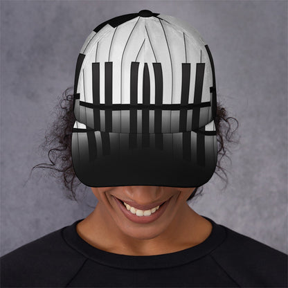 Black And White Piano Keyboard Print Baseball Cap