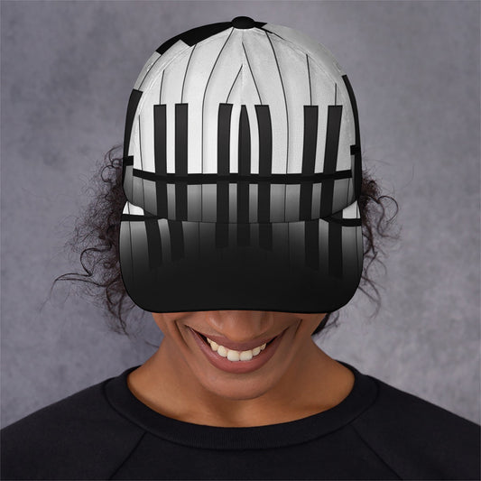 Black And White Piano Keyboard Print Baseball Cap
