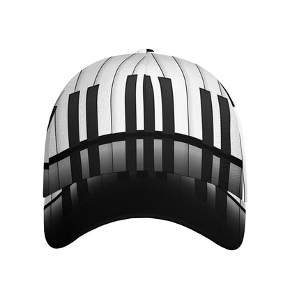 Black And White Piano Keyboard Print Baseball Cap