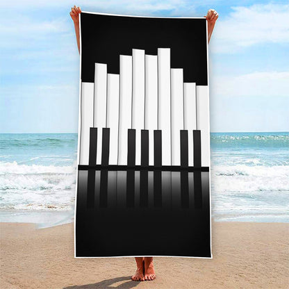 Black And White Piano Keyboard Print Beach Towel