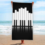 Black And White Piano Keyboard Print Beach Towel