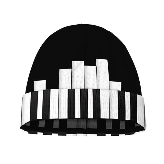 Black And White Piano Keyboard Print Beanie