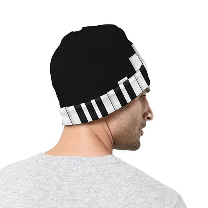 Black And White Piano Keyboard Print Beanie