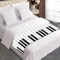 Black And White Piano Keyboard Print Bed Runner