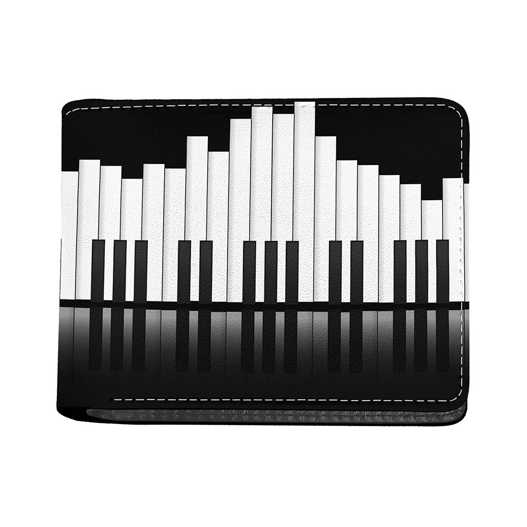 Black And White Piano Keyboard Print Bifold Wallet