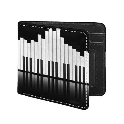 Black And White Piano Keyboard Print Bifold Wallet