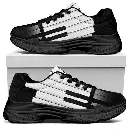 Black And White Piano Keyboard Print Black Chunky Shoes