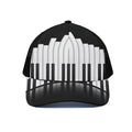 Black And White Piano Keyboard Print Black Mesh Trucker Hat