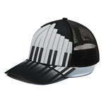 Black And White Piano Keyboard Print Black Mesh Trucker Cap