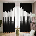 Black And White Piano Keyboard Print Dimout Pencil Pleat Curtains