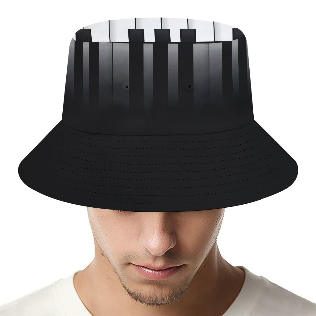 Black And White Piano Keyboard Print Bucket Hat