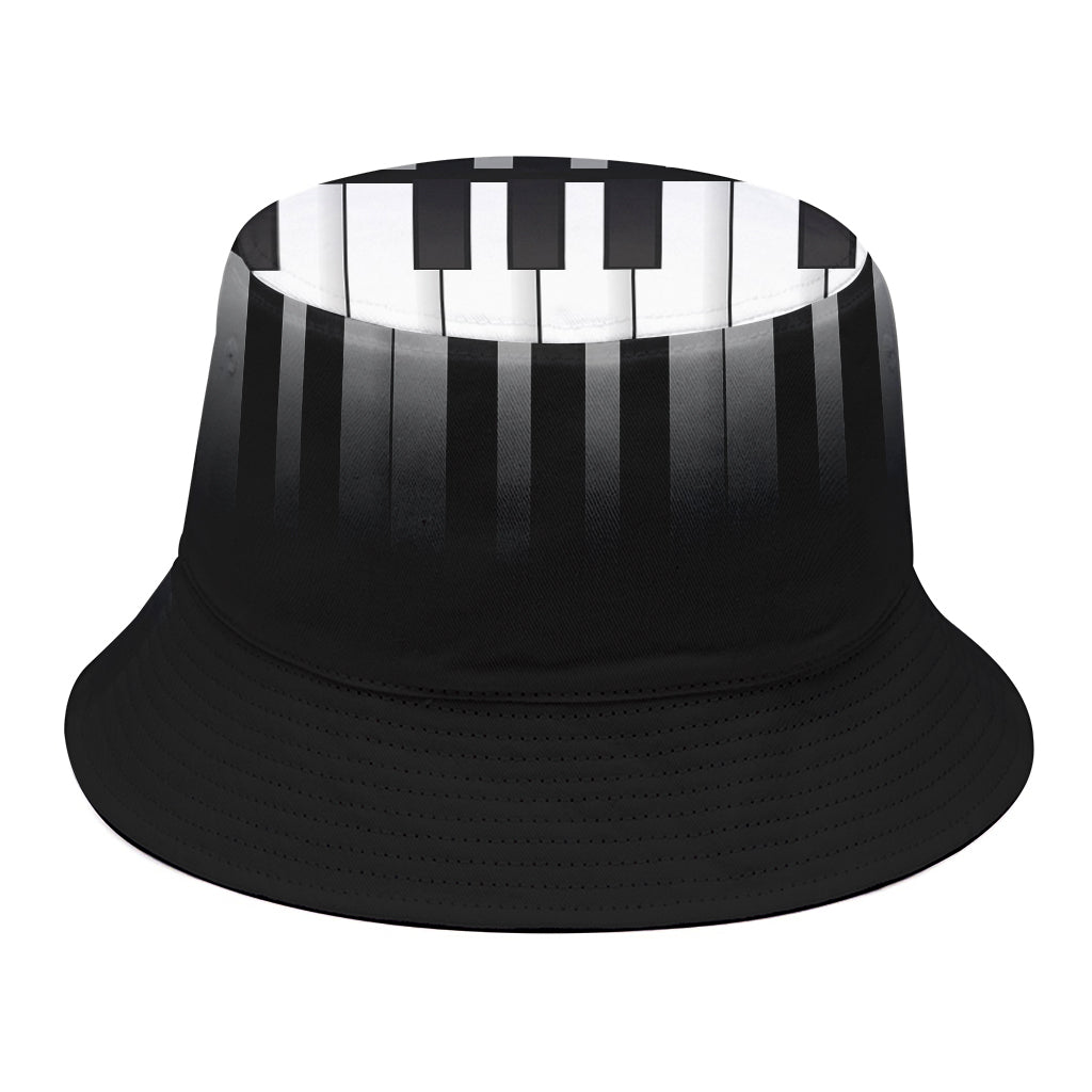 Black And White Piano Keyboard Print Bucket Hat