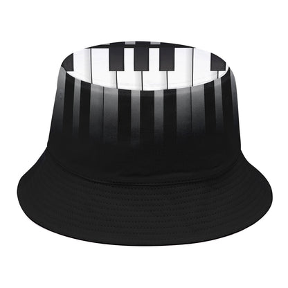 Black And White Piano Keyboard Print Bucket Hat