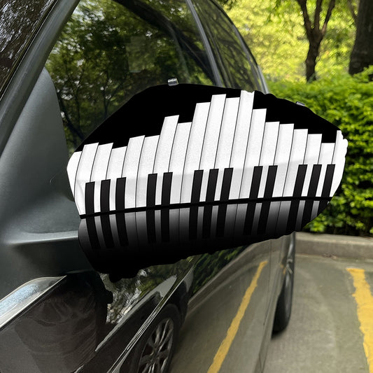Black And White Piano Keyboard Print Car Side Mirror Covers