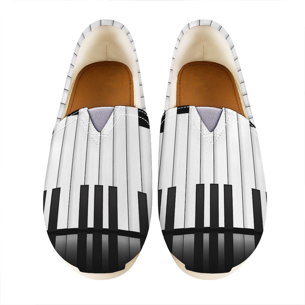 Black And White Piano Keyboard Print Casual Shoes
