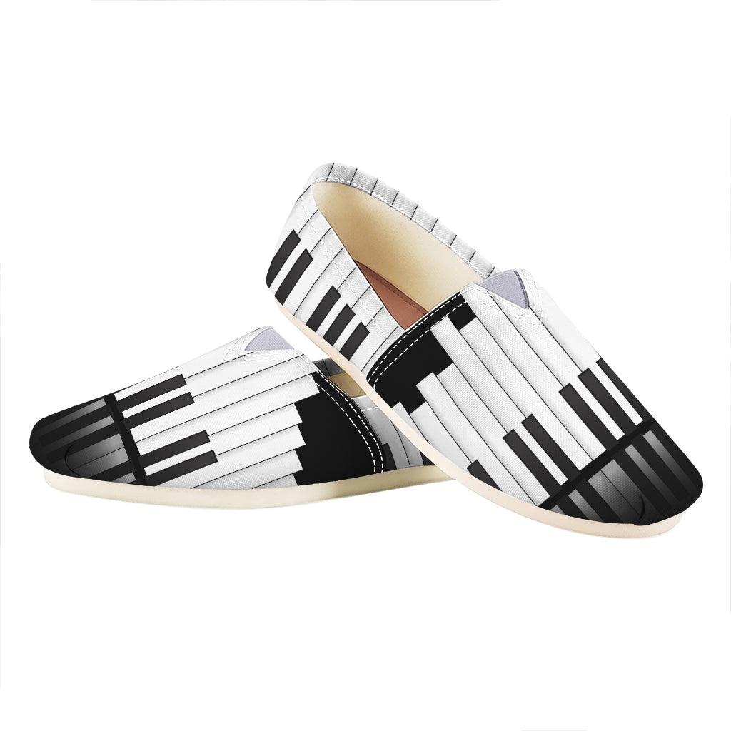Black And White Piano Keyboard Print Casual Shoes