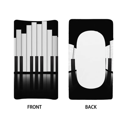 Black And White Piano Keyboard Print Changing Pad Cover