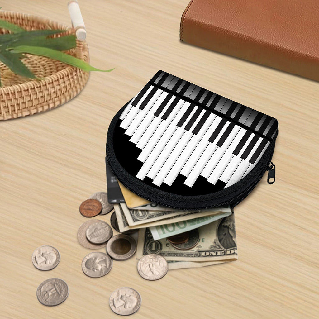Black And White Piano Keyboard Print Coin Purse